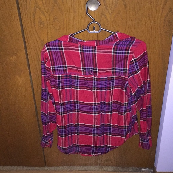 Red plaid button down long sleeve - Picture 2 of 2